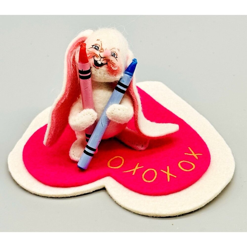 Annalee Hugs Kisses Bunny Rabbit XOXO Itsie‎ Valentine 3 inch 1998 Made USA